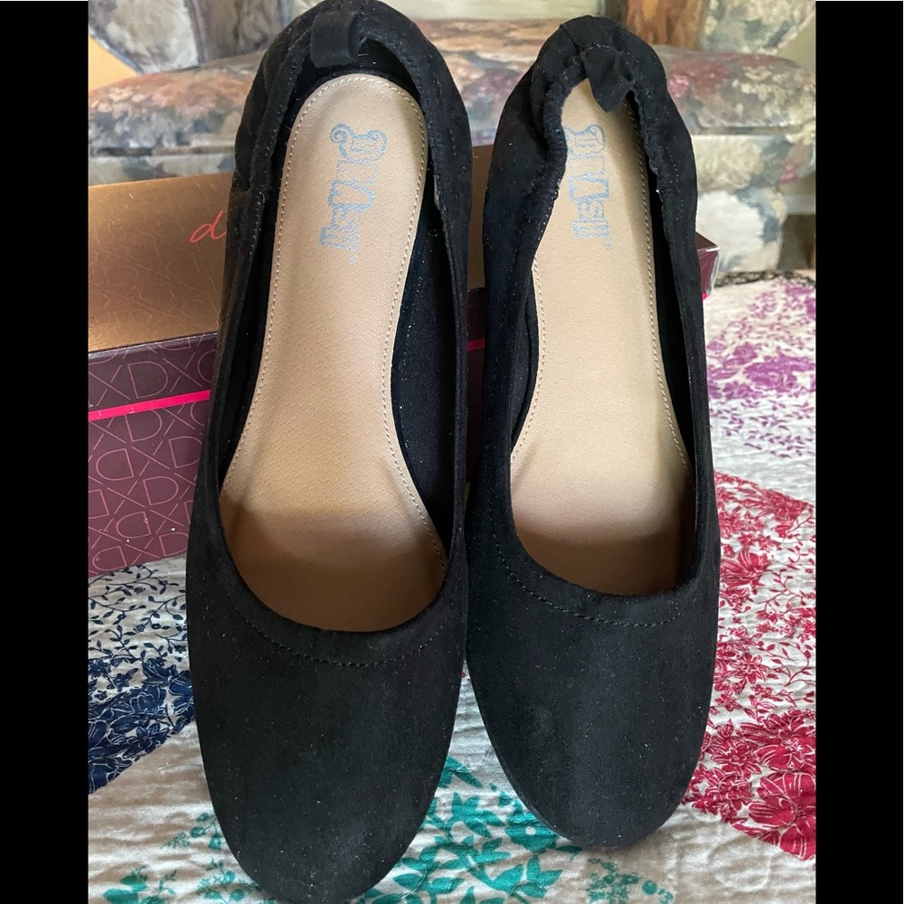 Dexflex Comfort, Black scrunch back, faux Suede size 10w